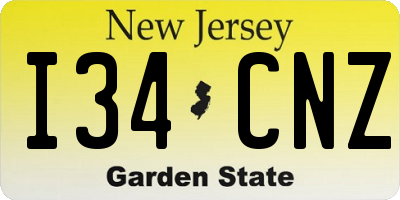 NJ license plate I34CNZ