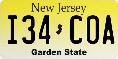 NJ license plate I34COA