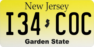NJ license plate I34COC