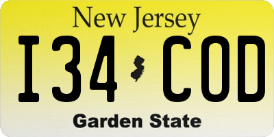 NJ license plate I34COD
