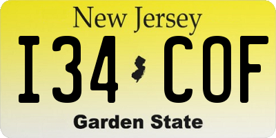 NJ license plate I34COF