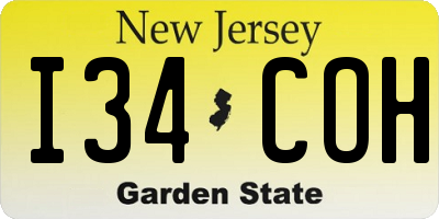 NJ license plate I34COH