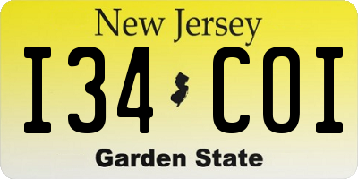 NJ license plate I34COI