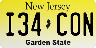 NJ license plate I34CON