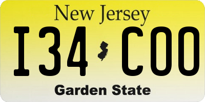 NJ license plate I34COO