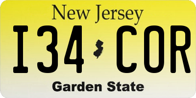 NJ license plate I34COR