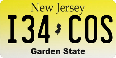 NJ license plate I34COS