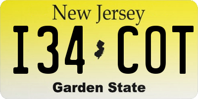 NJ license plate I34COT