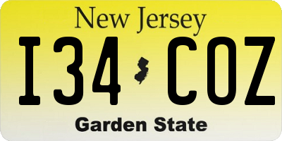 NJ license plate I34COZ