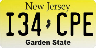 NJ license plate I34CPE