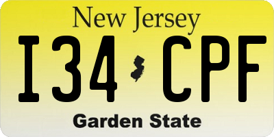 NJ license plate I34CPF