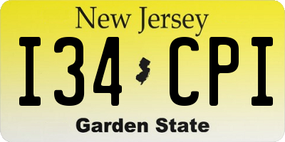 NJ license plate I34CPI