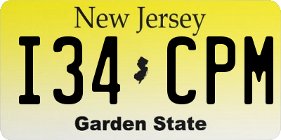 NJ license plate I34CPM