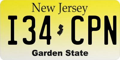 NJ license plate I34CPN