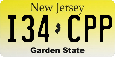 NJ license plate I34CPP