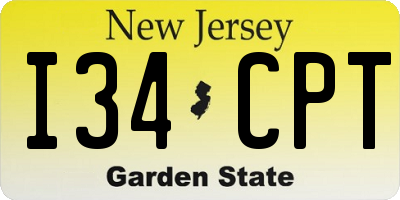 NJ license plate I34CPT