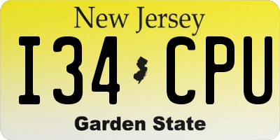 NJ license plate I34CPU