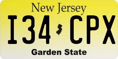 NJ license plate I34CPX