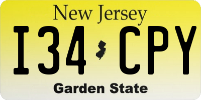 NJ license plate I34CPY