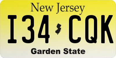 NJ license plate I34CQK