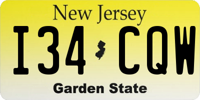 NJ license plate I34CQW