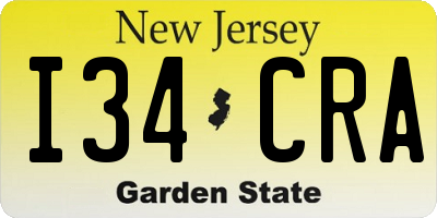 NJ license plate I34CRA