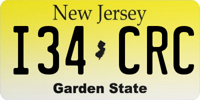 NJ license plate I34CRC