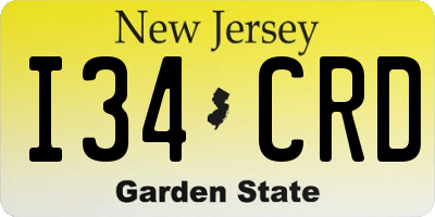 NJ license plate I34CRD