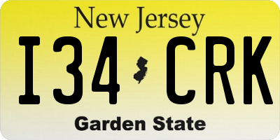 NJ license plate I34CRK