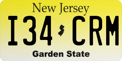 NJ license plate I34CRM