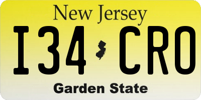 NJ license plate I34CRO