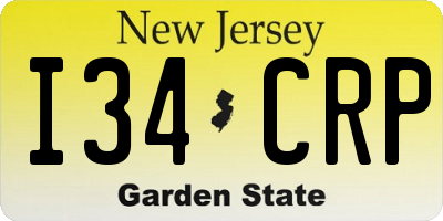 NJ license plate I34CRP