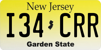 NJ license plate I34CRR