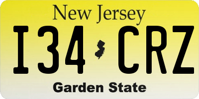 NJ license plate I34CRZ