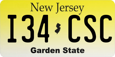 NJ license plate I34CSC