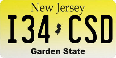 NJ license plate I34CSD