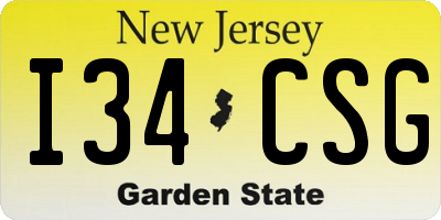 NJ license plate I34CSG