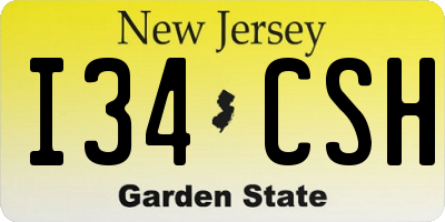 NJ license plate I34CSH
