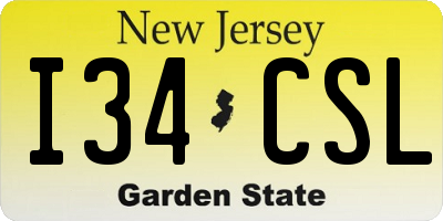 NJ license plate I34CSL