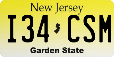 NJ license plate I34CSM