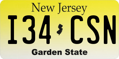 NJ license plate I34CSN