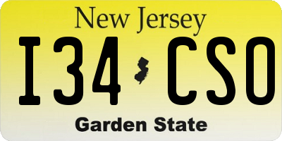 NJ license plate I34CSO