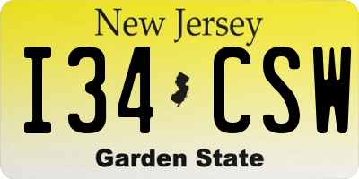 NJ license plate I34CSW