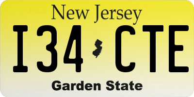 NJ license plate I34CTE