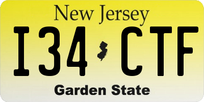 NJ license plate I34CTF