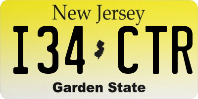 NJ license plate I34CTR