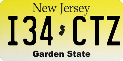 NJ license plate I34CTZ