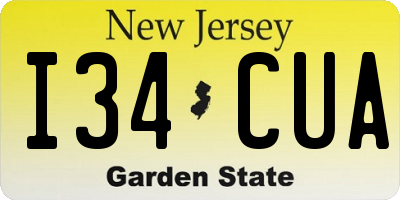 NJ license plate I34CUA