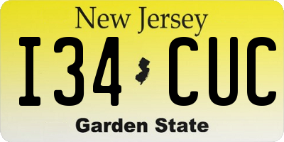 NJ license plate I34CUC