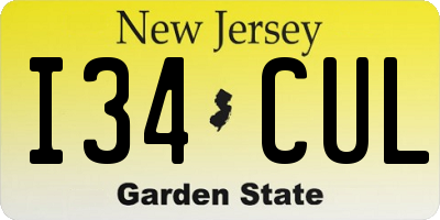 NJ license plate I34CUL